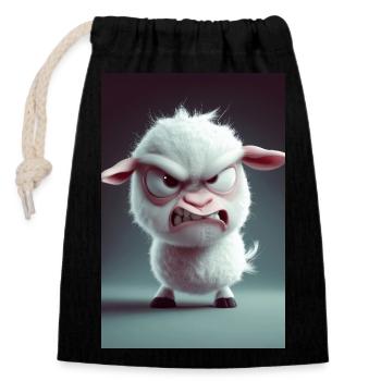 Furious Cartoon Sheep Rage - Closable cotton gift bag (14x20cm) - black - Front