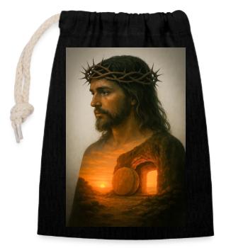 Risen Savior at Dawn - Closable cotton gift bag (14x20cm) - black - Front