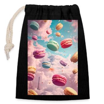Parisian Macaron Dreamscape - Closable cotton gift bag (14x20cm) - black - Front