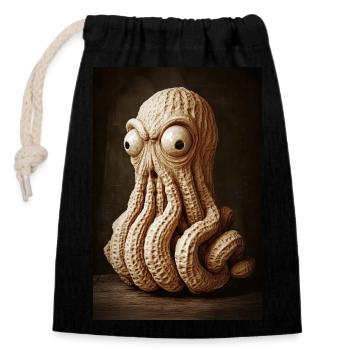 Erdnuss-Oktopus-Wahnsinn - Verschließbarer Geschenkbeutel aus Baumwolle (14x20cm) - Schwarz - Vorne