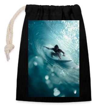 Surfer fährt das perfekte Fass - Verschließbarer Geschenkbeutel aus Baumwolle (14x20cm) - Schwarz - Vorne