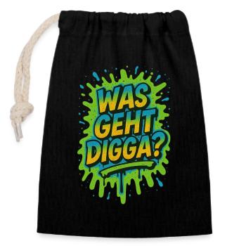 Que se passe-t-il Digga Youth Language - Sac cadeau en coton avec cordon (14 x 20 cm) - noir - Devant