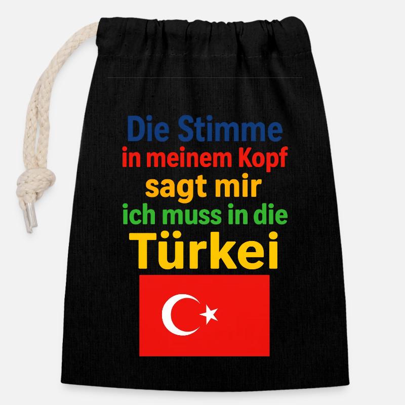 Türkei - Verschließbarer Geschenkbeutel aus Baumwolle (14x20cm) - Schwarz