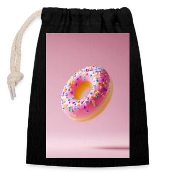 Rosa gefrostete Donut-Freude - Verschließbarer Geschenkbeutel aus Baumwolle (14x20cm) - Schwarz - Vorne