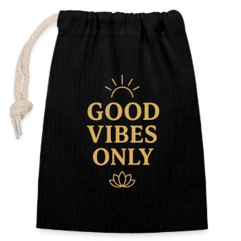 Zen Energy Positive Vibes - Closable cotton gift bag (14x20cm) - black - Front