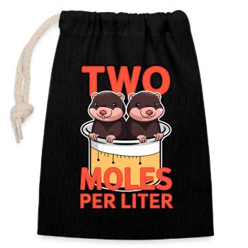 2 Mole – Chemistry Pun Science Joke - Closable cotton gift bag (14x20cm) - black - Front