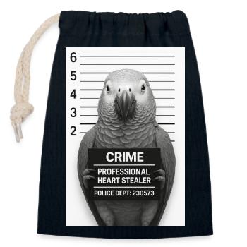 Papagei im Verhör – Herz-Dieb - Verschließbarer Geschenkbeutel aus Baumwolle (14x20cm) - Navy - Vorne