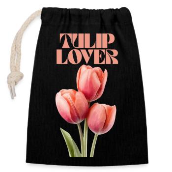 Tulip Lover Floral Fashion Design - Sac cadeau en coton avec cordon (14 x 20 cm) - noir - Devant