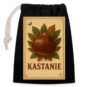 Vintage Kastanie - Verschließbarer Geschenkbeutel aus Baumwolle (14x20cm) - Schwarz - Vorne