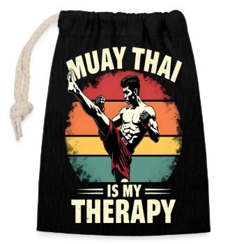 Funny Muay Thai Boxing Muay Thai - Verschließbarer Geschenkbeutel aus Baumwolle (14x20cm) - Schwarz - Vorne