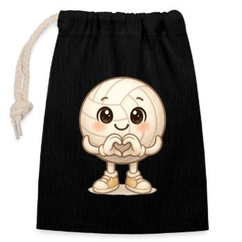 Cœur de Volleyball Kawaii - Sac cadeau en coton avec cordon (14 x 20 cm) - noir - Devant