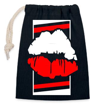 Poland Lips Contrast Pop Art - Closable cotton gift bag (14x20cm) - navy - Front