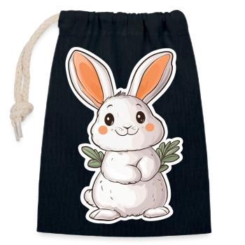 Hare - Closable cotton gift bag (14x20cm) - navy - Front