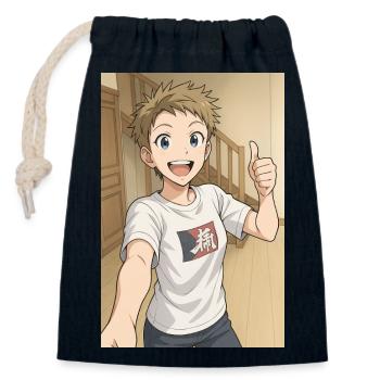 Hero Manga Lächeln - Verschließbarer Geschenkbeutel aus Baumwolle (14x20cm) - Navy - Vorne