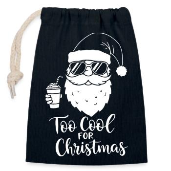 Too Cool For Christmas Santa Stil - Verschließbarer Geschenkbeutel aus Baumwolle (14x20cm) - Navy - Vorne