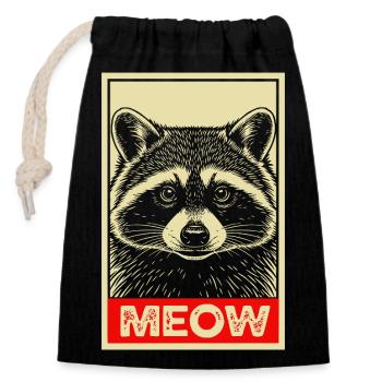 Funny Raccoon Vintage Disguise Cat - Verschließbarer Geschenkbeutel aus Baumwolle (14x20cm) - Schwarz - Vorne