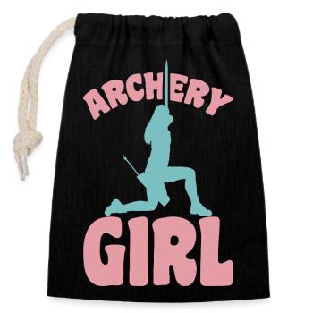 Archer Girl - Closable cotton gift bag (14x20cm) - black - Front