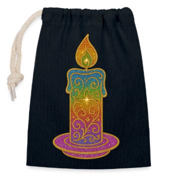 Glitzerkerze Farbverlauf Ornament - Verschließbarer Geschenkbeutel aus Baumwolle (14x20cm) - Navy - Vorne