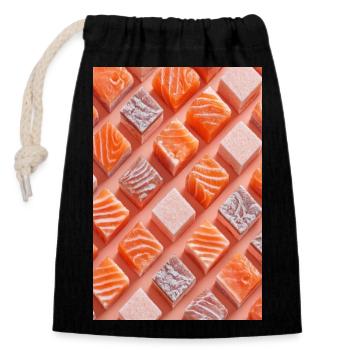 Salmon Tile Candy Grid - Closable cotton gift bag (14x20cm) - black - Front