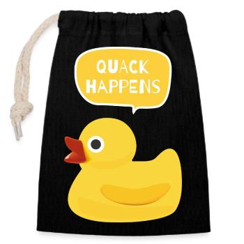 Quack Happens Duck Design - Closable cotton gift bag (14x20cm) - black - Front