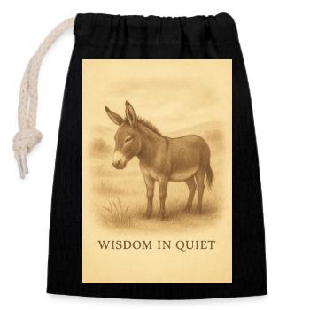 La sagesse de l’âne au repos - Sac cadeau en coton avec cordon (14 x 20 cm) - noir - Devant