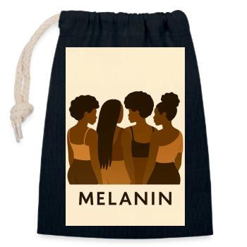 Silhouettes de la Confrérie Mélanine, Art africain - Sac cadeau en coton avec cordon (14 x 20 cm) - bleu marine - Devant