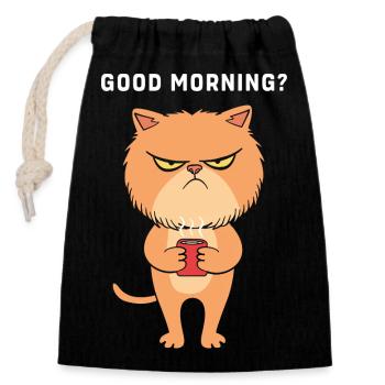 Morning grouch late riser Monday morning - Closable cotton gift bag (14x20cm) - black - Front
