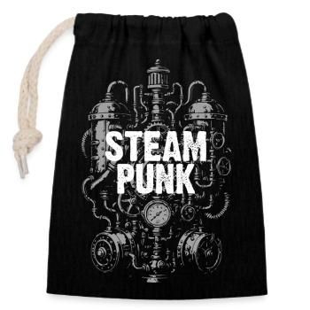 Steampunk Gearpunk Boiler Art - Closable cotton gift bag (14x20cm) - black - Front