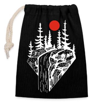 The red sun and the white waterfall - Closable cotton gift bag (14x20cm) - black - Front