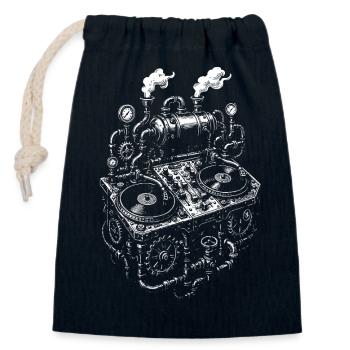 Musique de console Steampunk - Sac cadeau en coton avec cordon (14 x 20 cm) - bleu marine - Devant