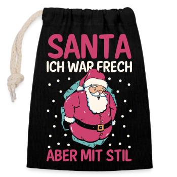 Santa Claus Christmas Time Naughty Christmas - Closable cotton gift bag (14x20cm) - black - Front