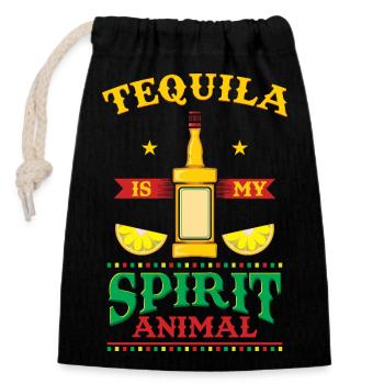 Tequila Is My Spirit Animal Funny Drink Design - Verschließbarer Geschenkbeutel aus Baumwolle (14x20cm) - Schwarz - Vorne