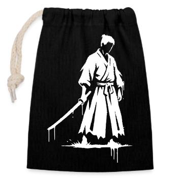 Trauriger Ronin Samurai Krieger graffiti - Verschließbarer Geschenkbeutel aus Baumwolle (14x20cm) - Schwarz - Vorne