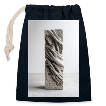 Tissu torsadé de veine en béton - Sac cadeau en coton avec cordon (14 x 20 cm) - bleu marine - Devant