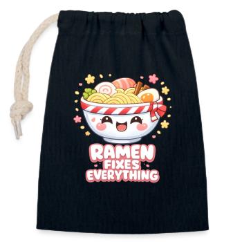Ramen fixes everything - Closable cotton gift bag (14x20cm) - navy - Front