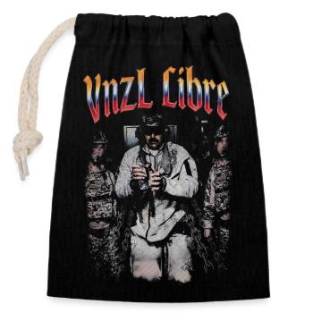Venezuela libre - Sac cadeau en coton avec cordon (14 x 20 cm) - noir - Devant