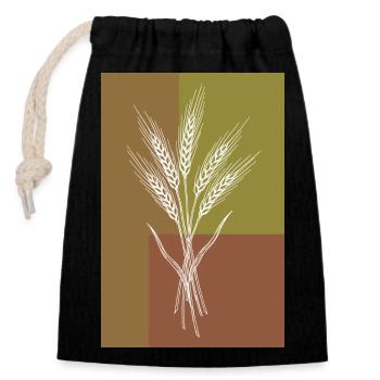 Wheat Ears Line Art – Nature Motif - Closable cotton gift bag (14x20cm) - black - Front
