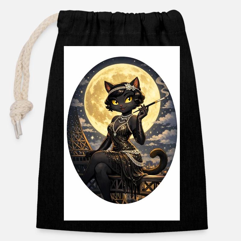 Queen_Kira - Closable cotton gift bag (14x20cm) - black