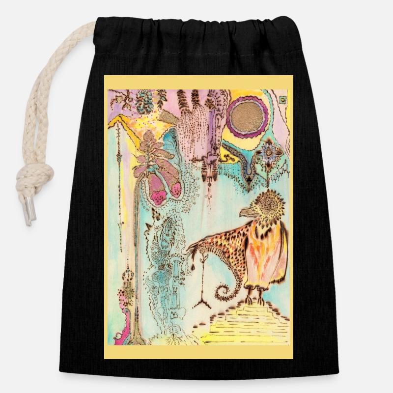 Dreambirds Edict - Closable cotton gift bag (14x20cm) - black