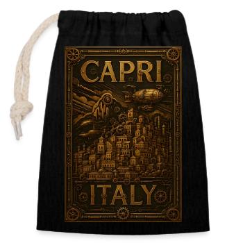 Capri Italy – Steampunk Bronze Travel Poster - Closable cotton gift bag (14x20cm) - black - Front