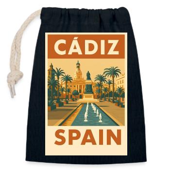 Cadix, Espagne – Plaza d’affiches de voyage vintage - Sac cadeau en coton avec cordon (14 x 20 cm) - bleu marine - Devant
