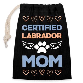 Certified Labrador Mom - Closable cotton gift bag (14x20cm) - black - Front