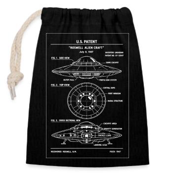 UFO Patent Blueprint Tee - Closable cotton gift bag (14x20cm) - black - Front