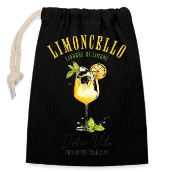 Cocktail Limoncello, liqueur, apéritif, boisson au citron - Sac cadeau en coton avec cordon (14 x 20 cm) - noir - Devant