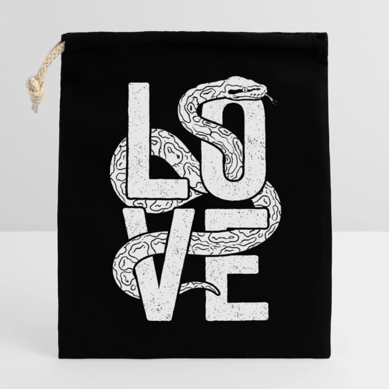 Königspython Schlangen LOVE Terrarium Python Verschließbarer Geschenkbeutel aus Baumwolle (14x20cm)