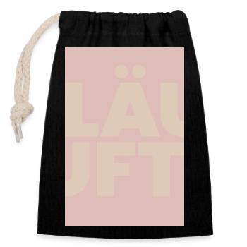 Runs with pastel typo overlay - Closable cotton gift bag (14x20cm) - black - Front