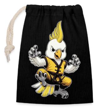 Cockatoo Kung-Fu  - Closable cotton gift bag (14x20cm) - black - Front