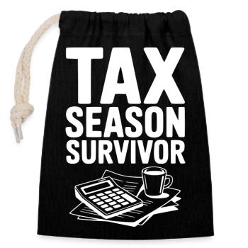 Survivant de la saison des impôts - Sac cadeau en coton avec cordon (14 x 20 cm) - noir - Devant