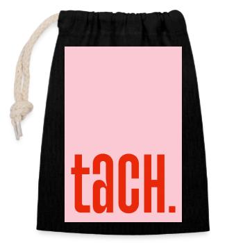 Tach - rosa rot - Verschließbarer Geschenkbeutel aus Baumwolle (14x20cm) - Schwarz - Vorne