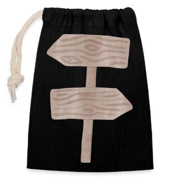 Woodland Signpost Wood Grain Graphic - Closable cotton gift bag (14x20cm) - black - Front